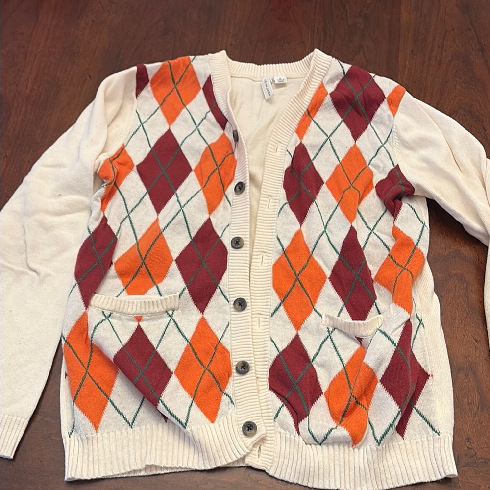 Janie and Jack Cardigan Sweater in Cream, Orange, and Red